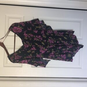 Express Navy Floral Romper Size Large